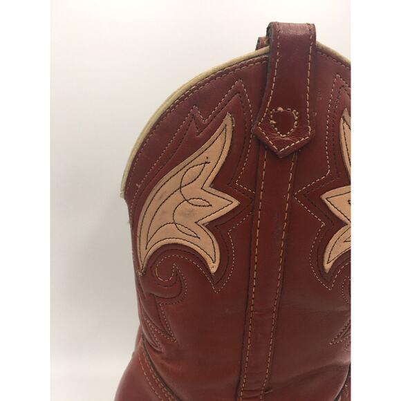 VTG Circle A Acme Tooled Leather Inlay Cowboy Boots Tulip Flower cowgirl Sz 7 - Picture 4 of 8